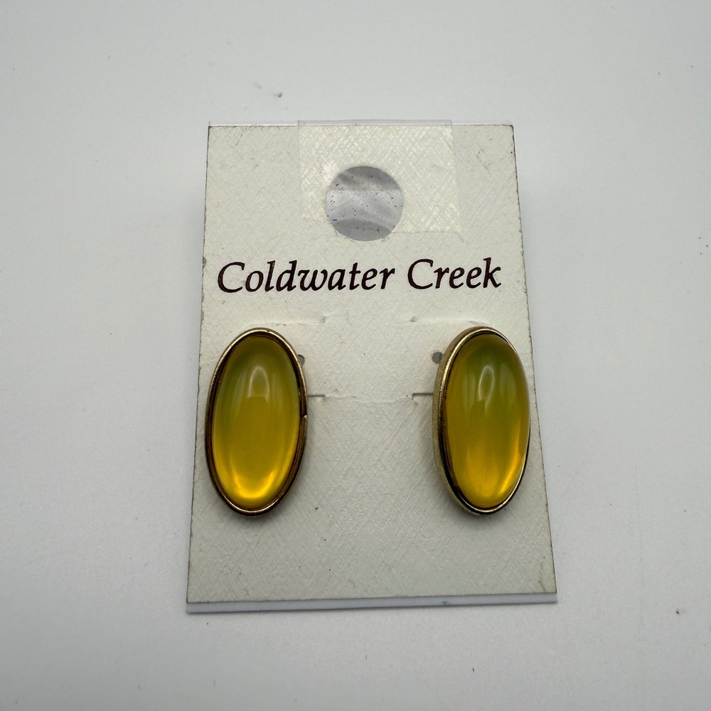 Coldwater Creek Gold Opal Glow Academia Office Siren Oval Stud Earrings Yellow